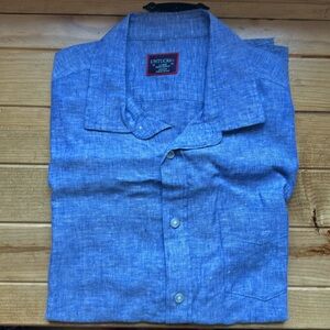 🍀 NWOT UNTUCKit Short Sleeve Button Down Linen size Large